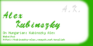 alex kubinszky business card